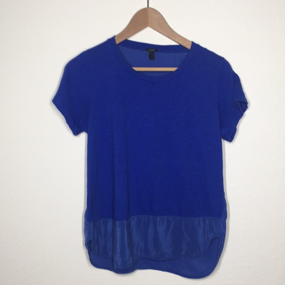 j crew cobalt blue silk blend tee.